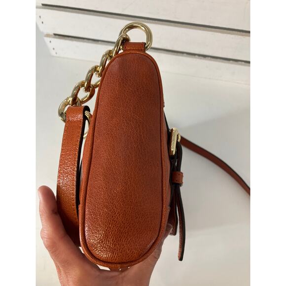 MICHAEL KORS BURNT ORANGE LEATHER SMALL CROSSBODY BAG - Picture 3 of 16